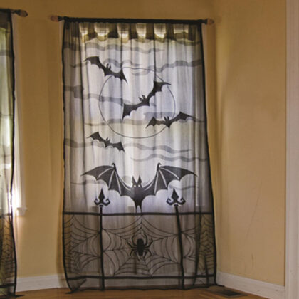 Halloween Black Lace Spider Bat Decorative Curtains